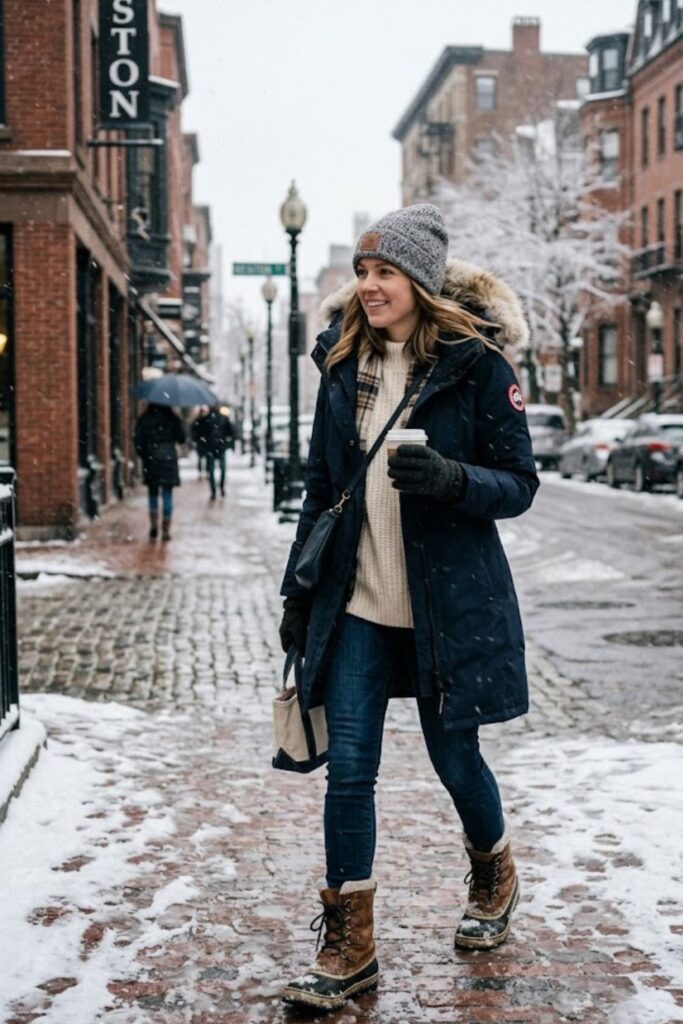 14. Hooded Coat with Skinny Jeans