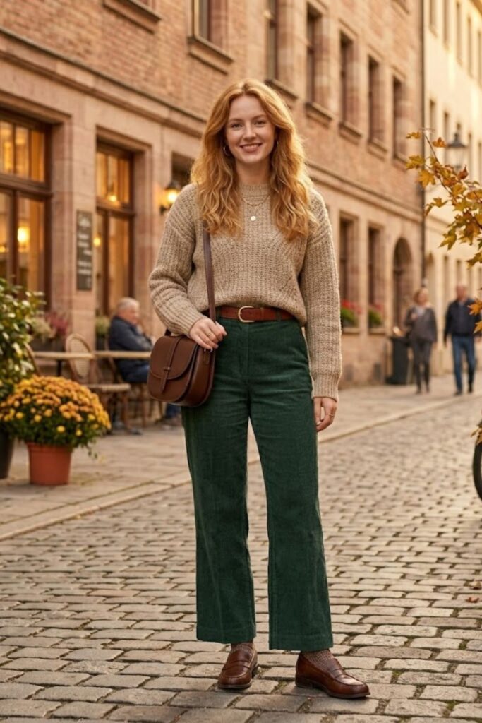 14. Knit Top with Corduroy Pants
