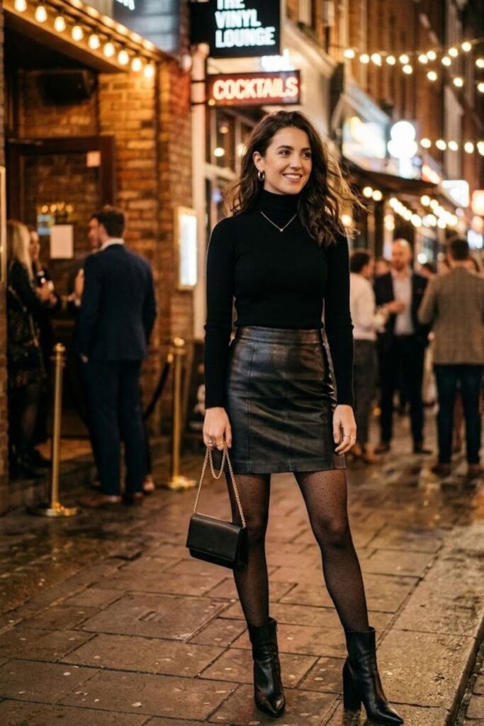 14. Leather Skirt With Fitted Sweater