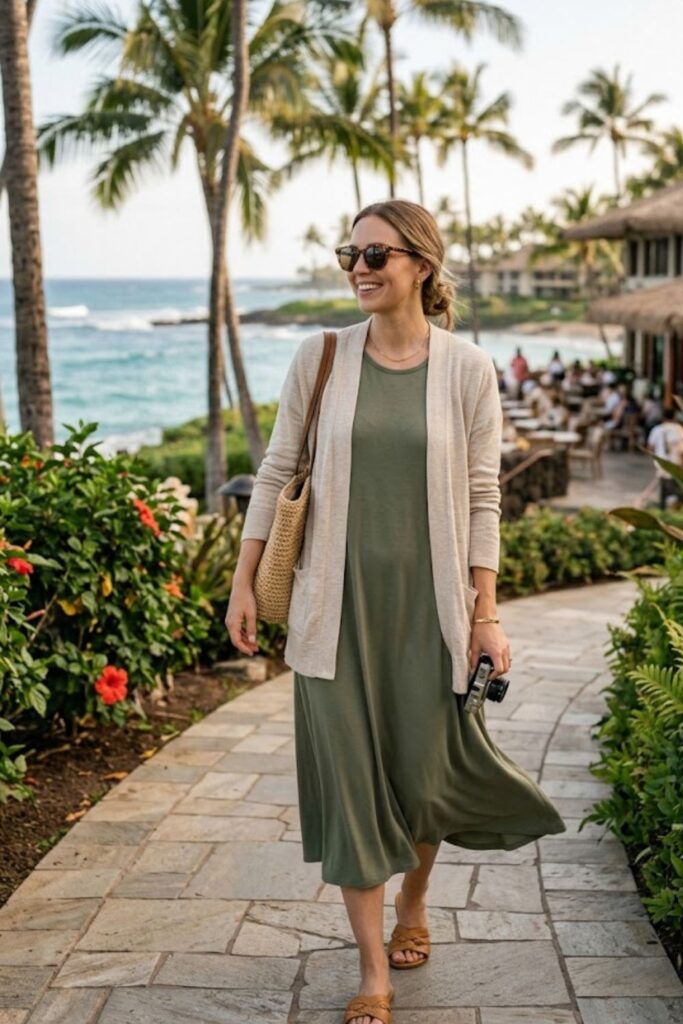 14. Lightweight Cardigan Layered Outfit