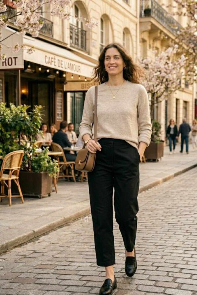 14. Lightweight Knit with Cropped Pants