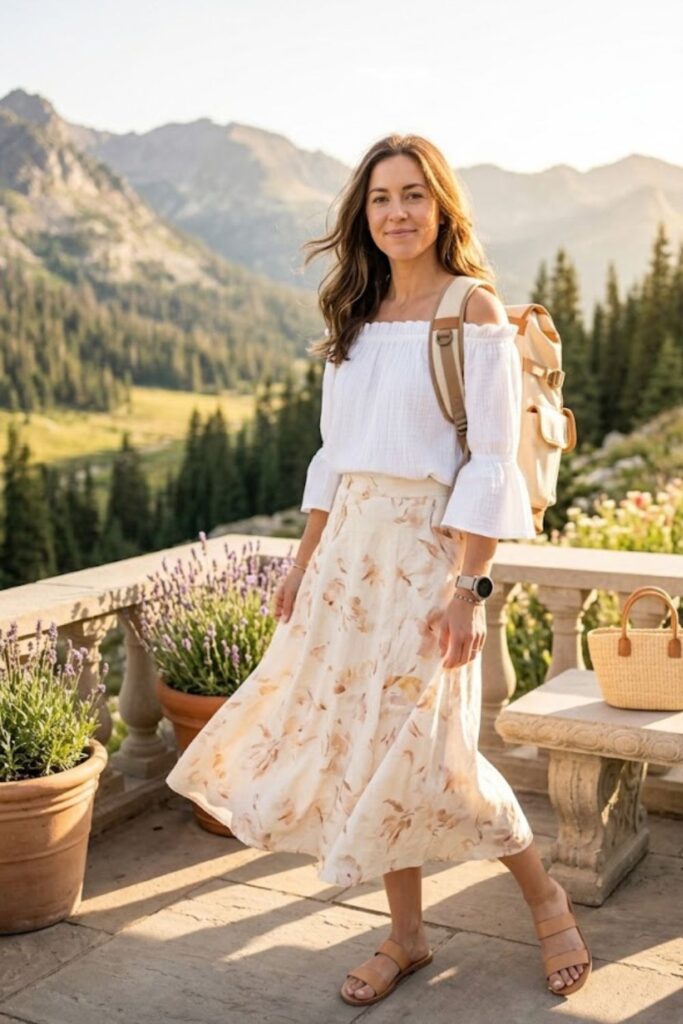 14. Off-Shoulder Top with Skirt