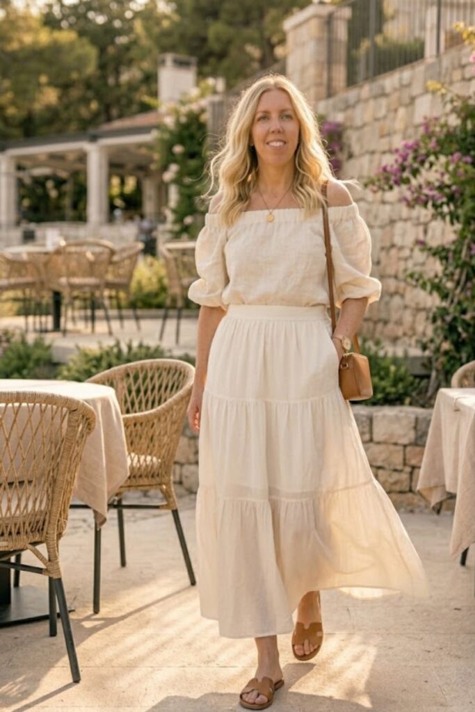 14. Off-Shoulder Top with Skirt