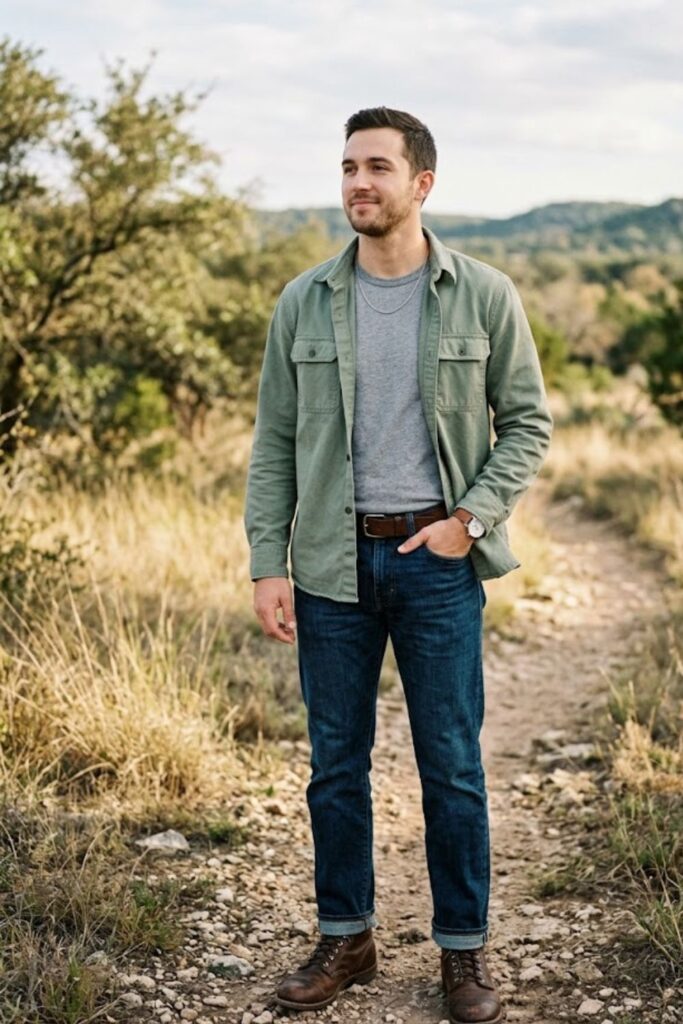 14. Overshirt With T-Shirt and Jeans
