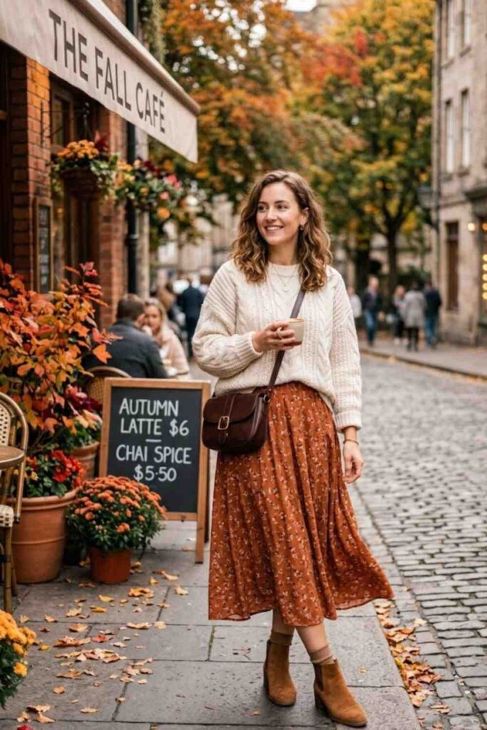 14. Oversized Sweater With Midi Skirt