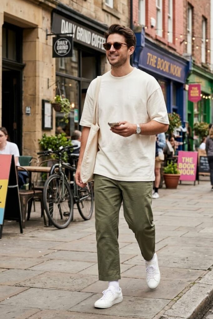 14. Oversized T-Shirt with Cropped Pants