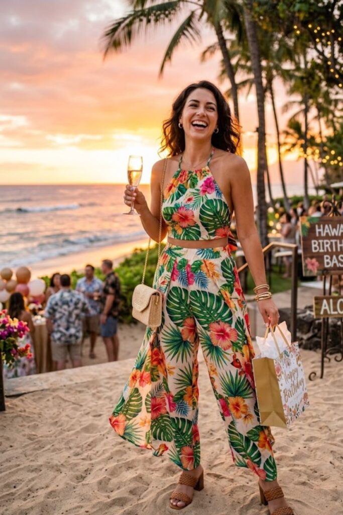 14. Palazzo Pants With Halter Top