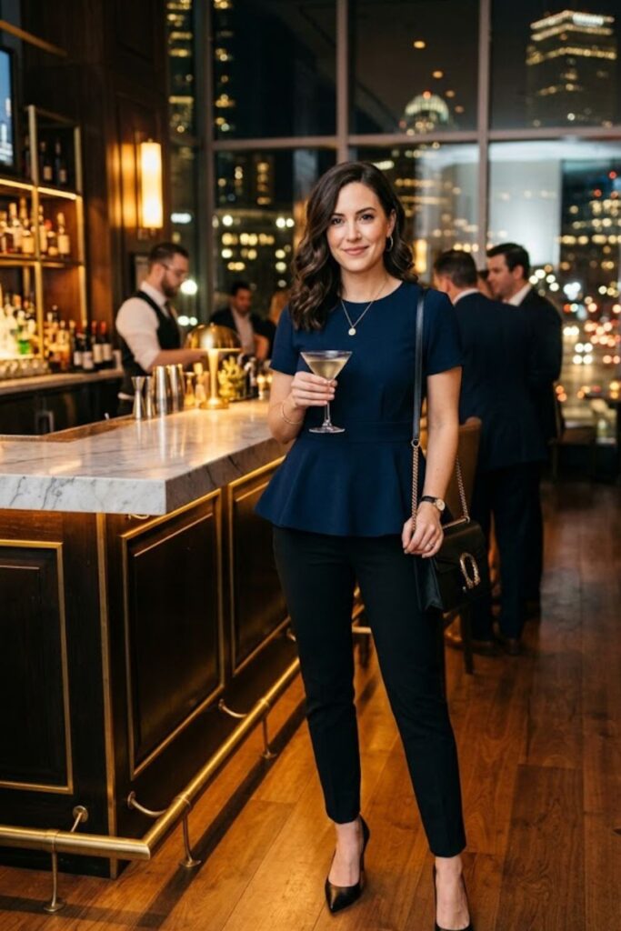 14. Peplum Top With Slim Pants