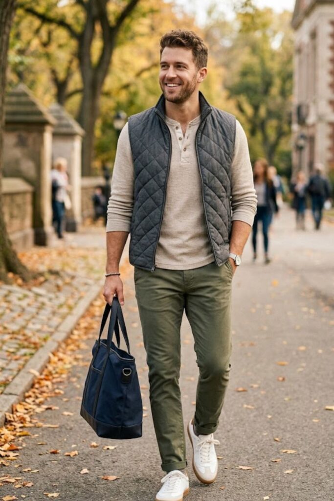 14. Quilted Vest With Henley