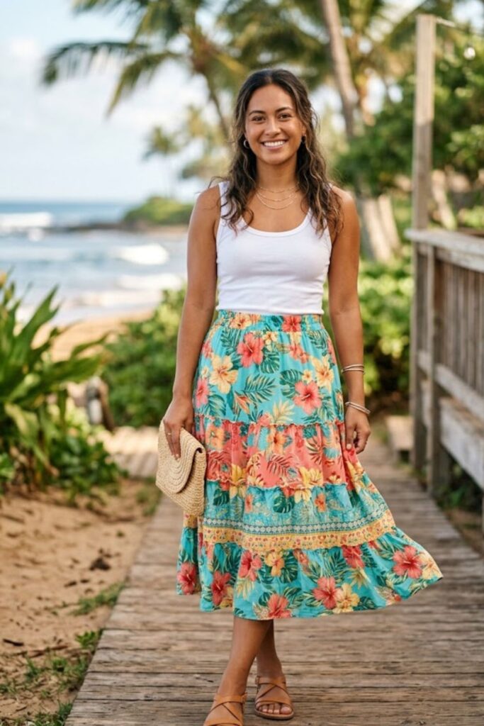 14. Tiered Midi Skirt With Tank