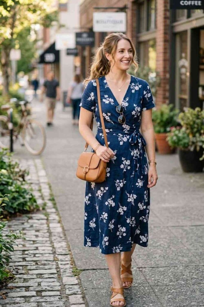 14. Wrap Dress with Flats
