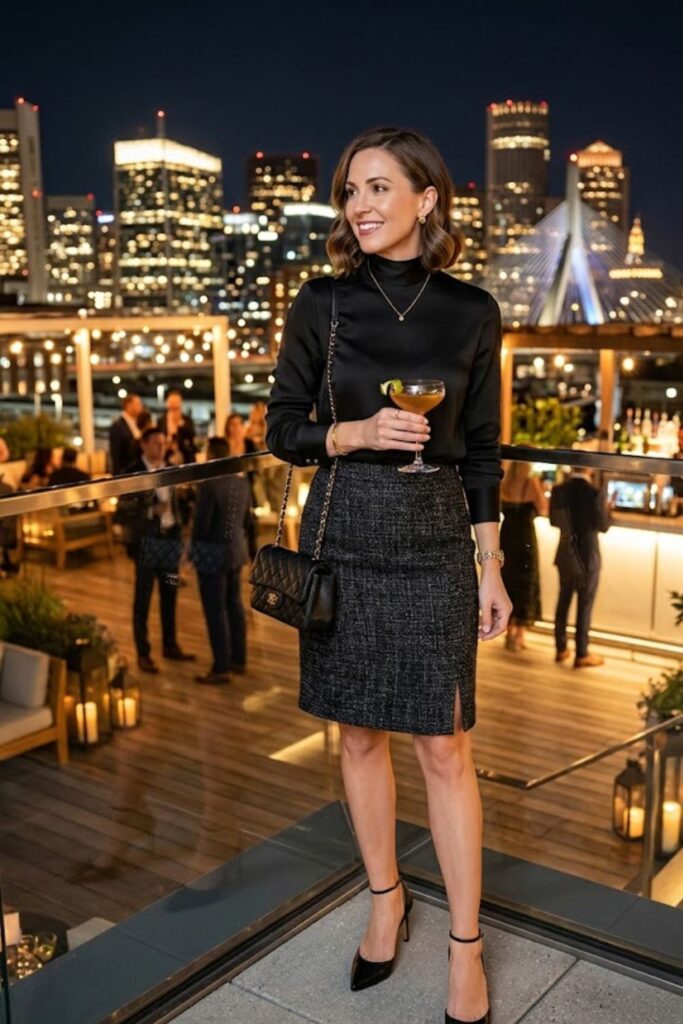 15. Blouse With High-Waisted Skirt
