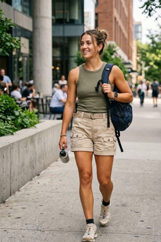 15. Cargo Shorts With Tank and Sneakers