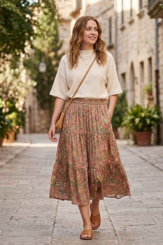 15. Knit Top with Midi Skirt
