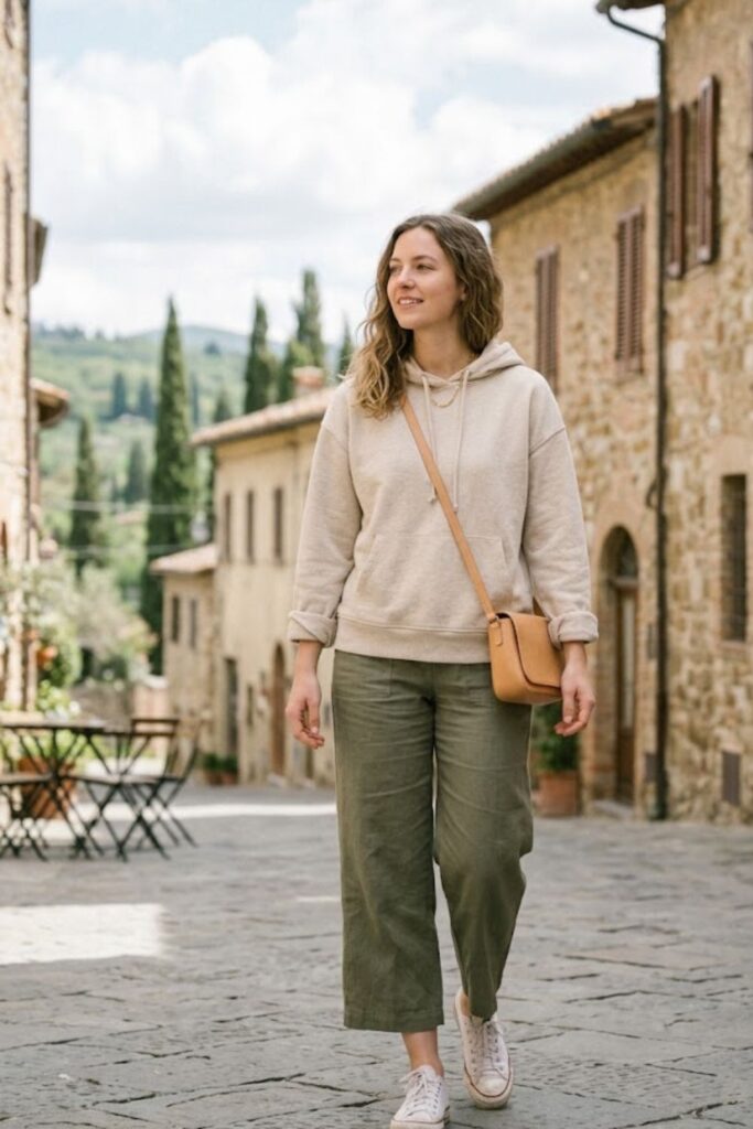 15. Lightweight Hoodie with Cropped Pants