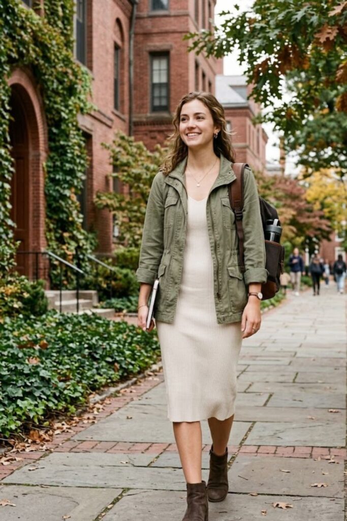 15. Lightweight Jacket With Midi Dress