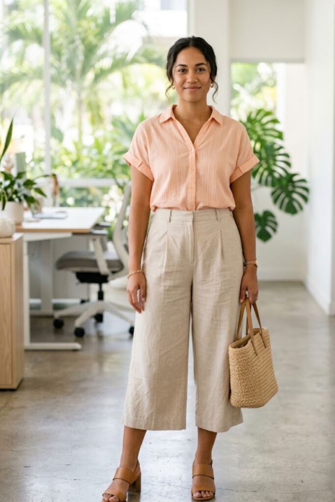 15. Pleated Culottes With Blouse