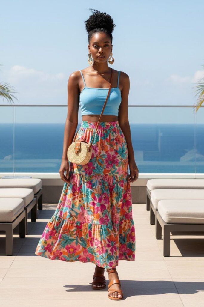 15. Tiered Skirt with Fitted Crop Top