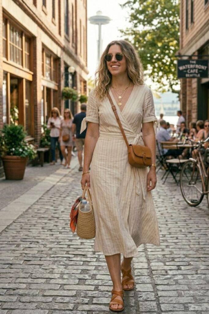 15. Wrap Dress with Flats