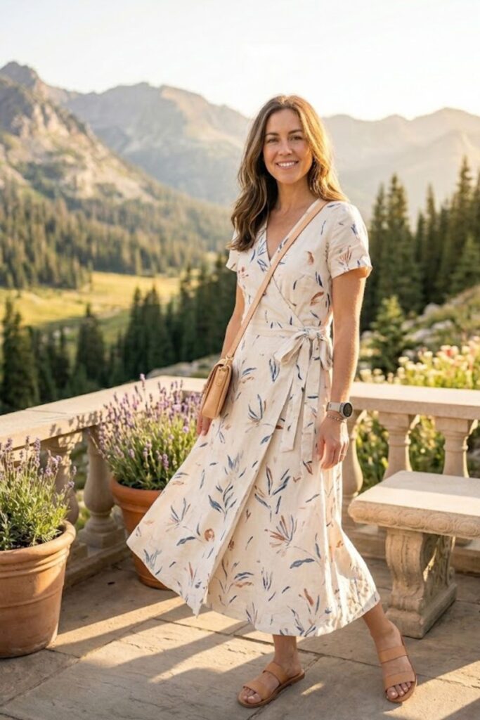 15. Wrap Dress with Sandals