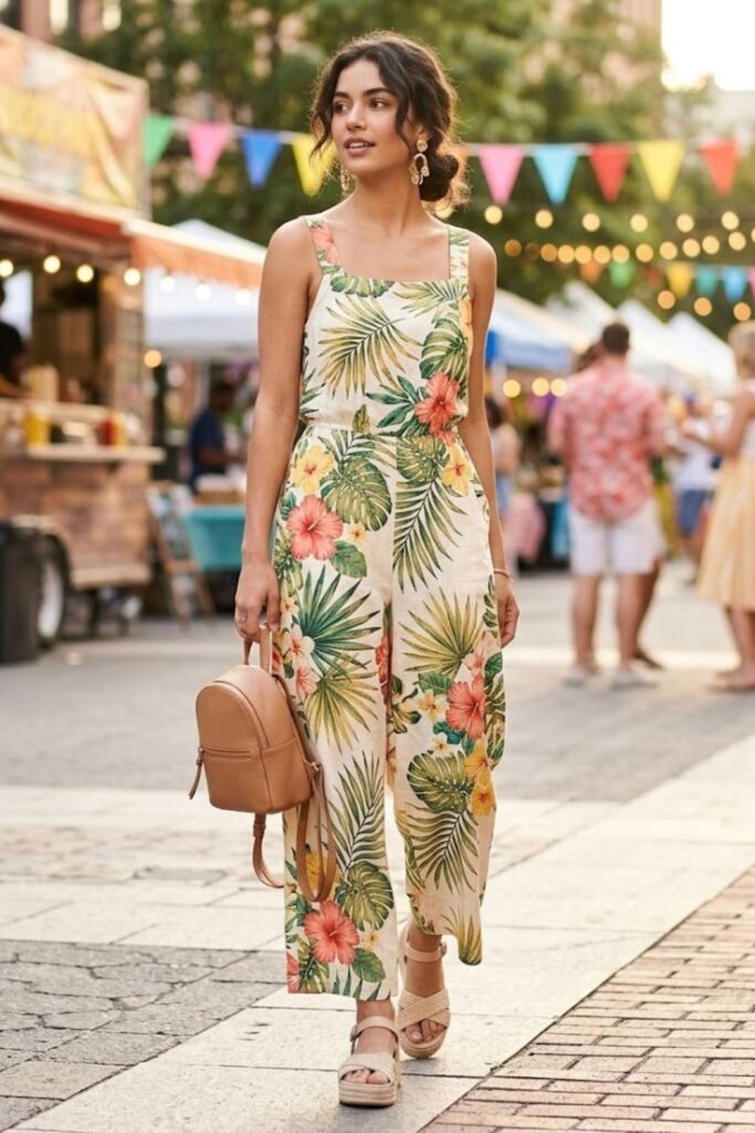 2. Breezy Jumpsuit with Platform Sandals