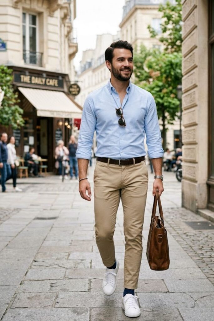 2. Casual Button-Down With Chinos