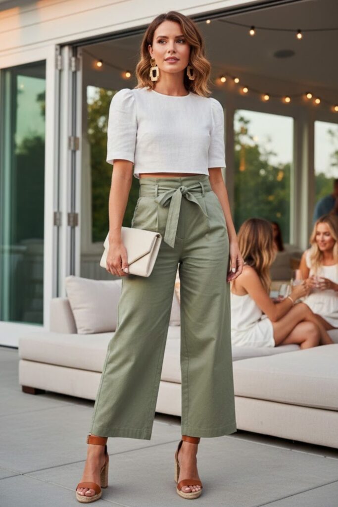 2. Cropped Top with High-Waist Pants