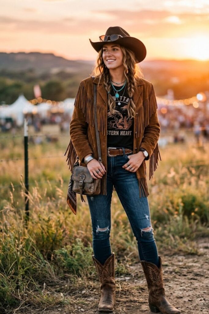 2. Fringe Jacket With Skinny Jeans