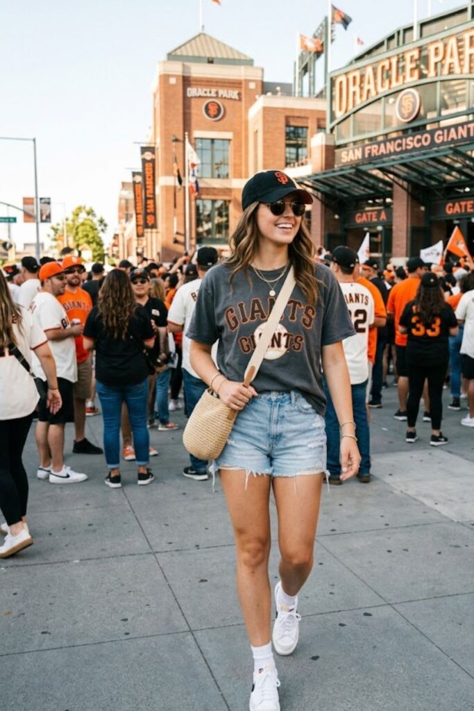 2. Graphic Tee With Denim Shorts