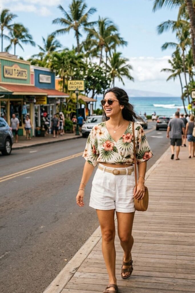 2. High-Waisted Shorts With Crop Top