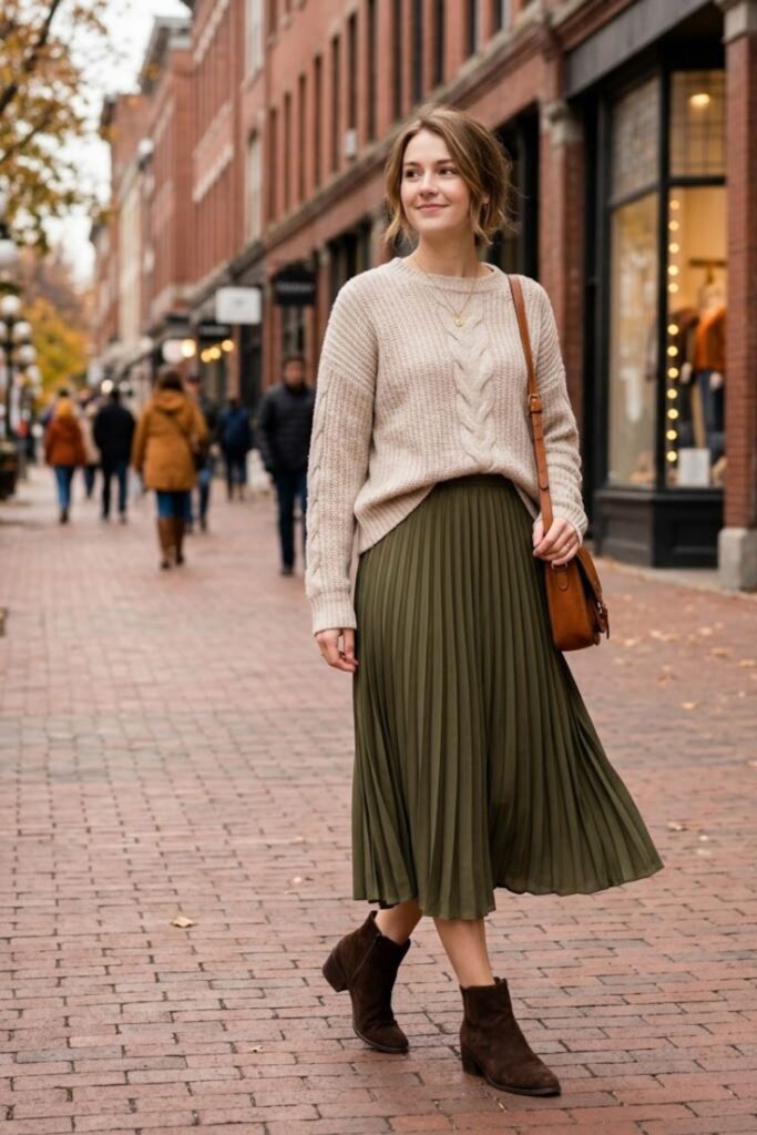 2. Knit Sweater with Midi Skirt
