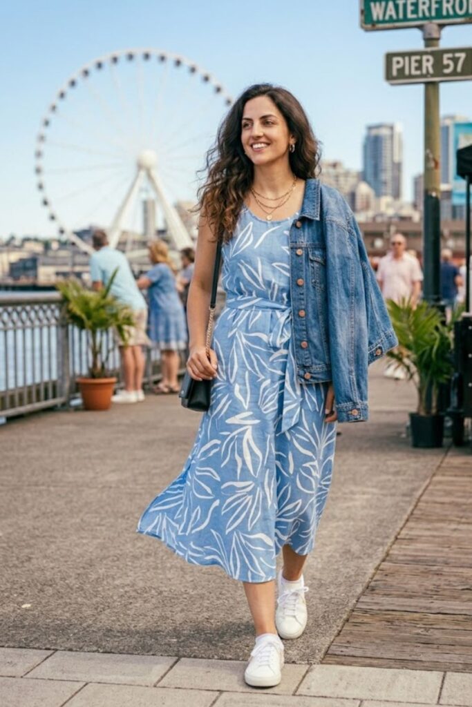 2. Midi Dress with Sneakers