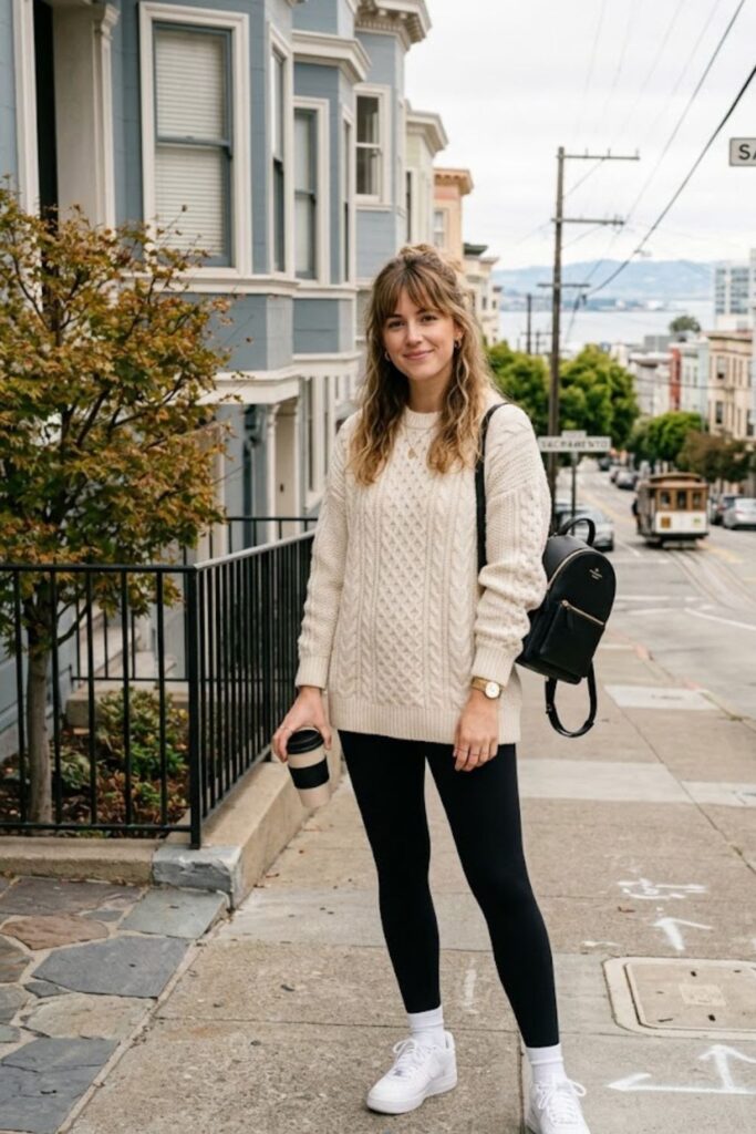 2. Oversized Sweater With Black Leggings