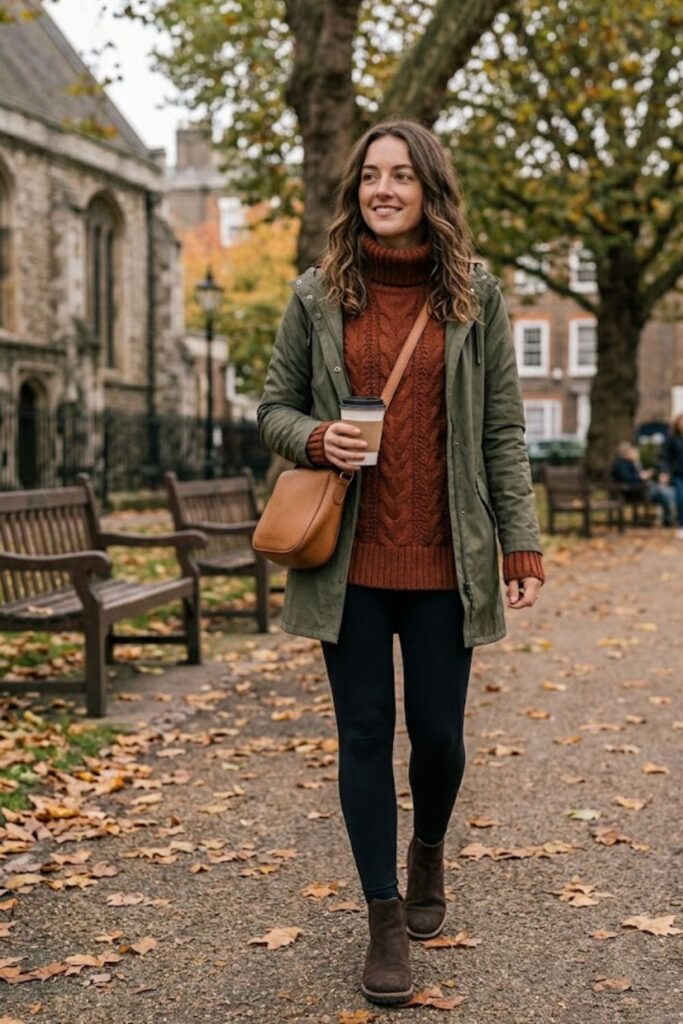 2. Oversized Sweater with Leggings