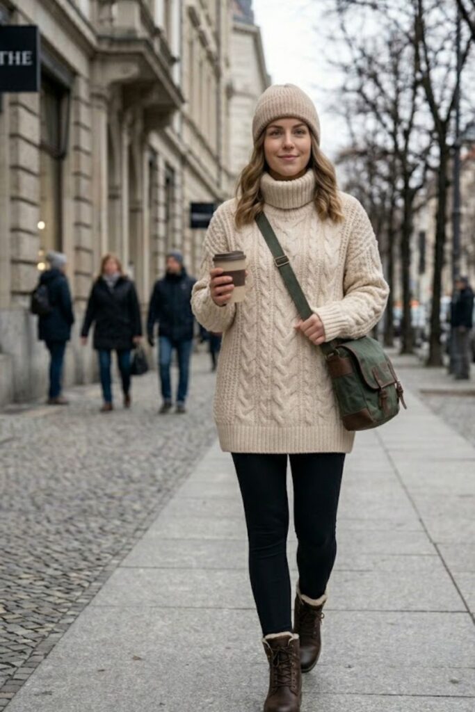 2. Oversized Sweater with Leggings