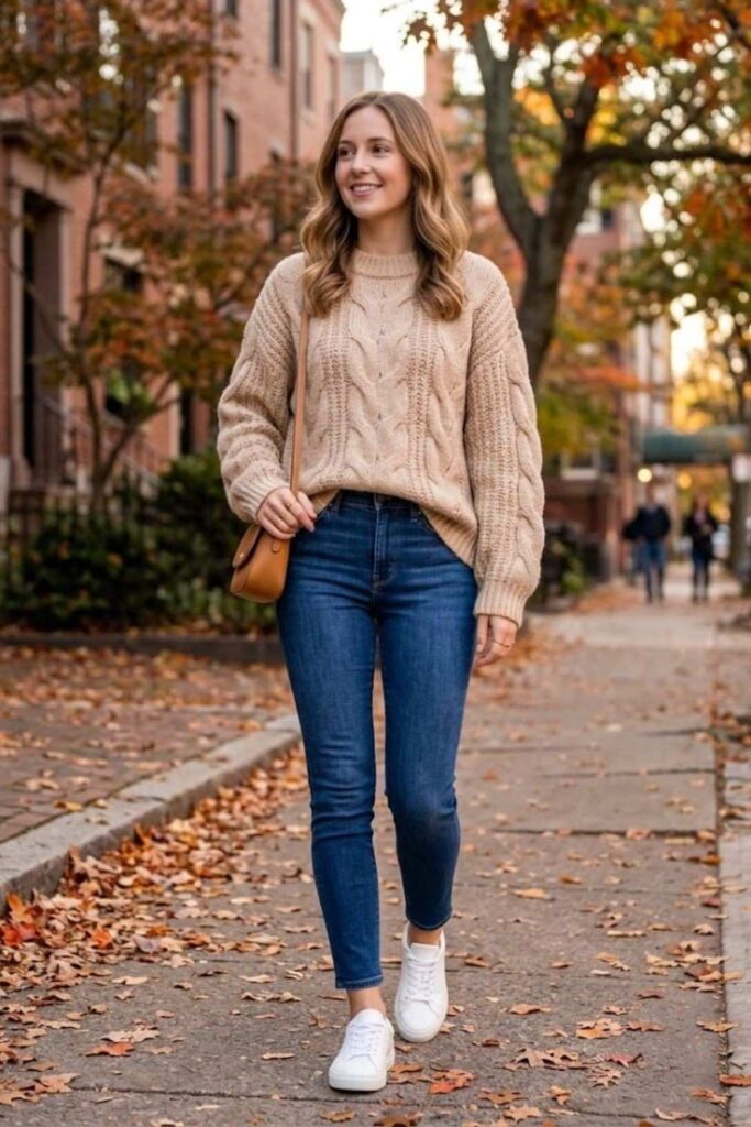 2. Oversized Sweater with Skinny Jeans