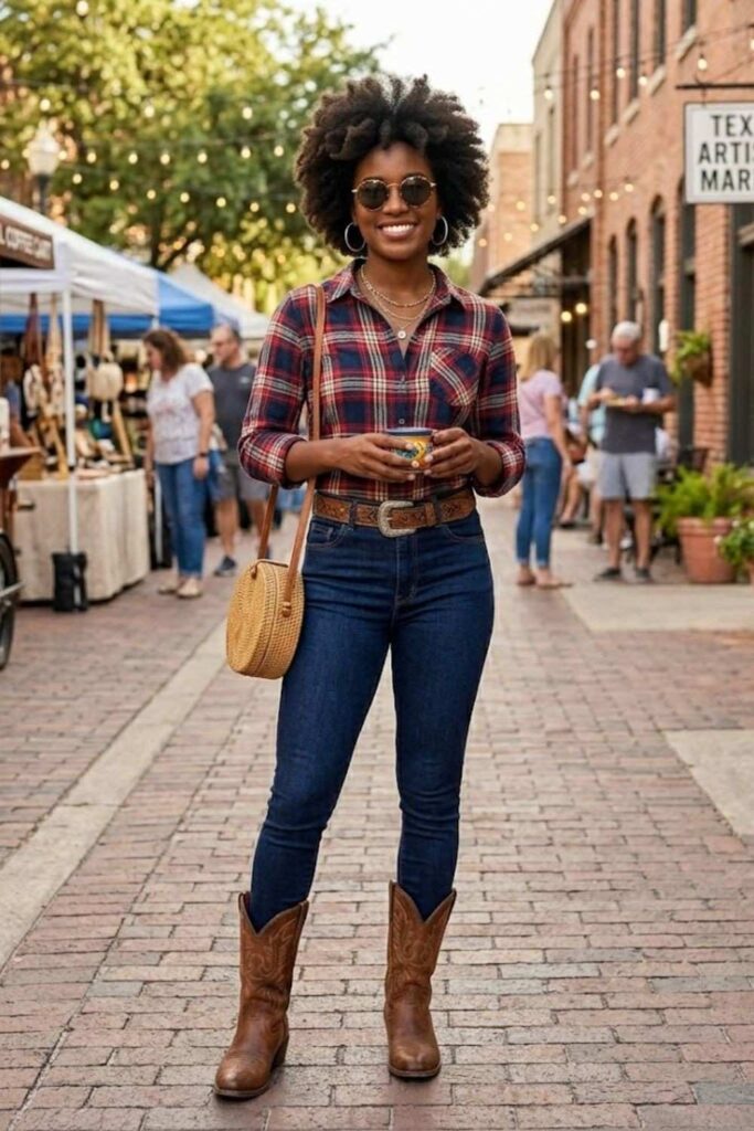 2. Plaid Shirt With Skinny Jeans