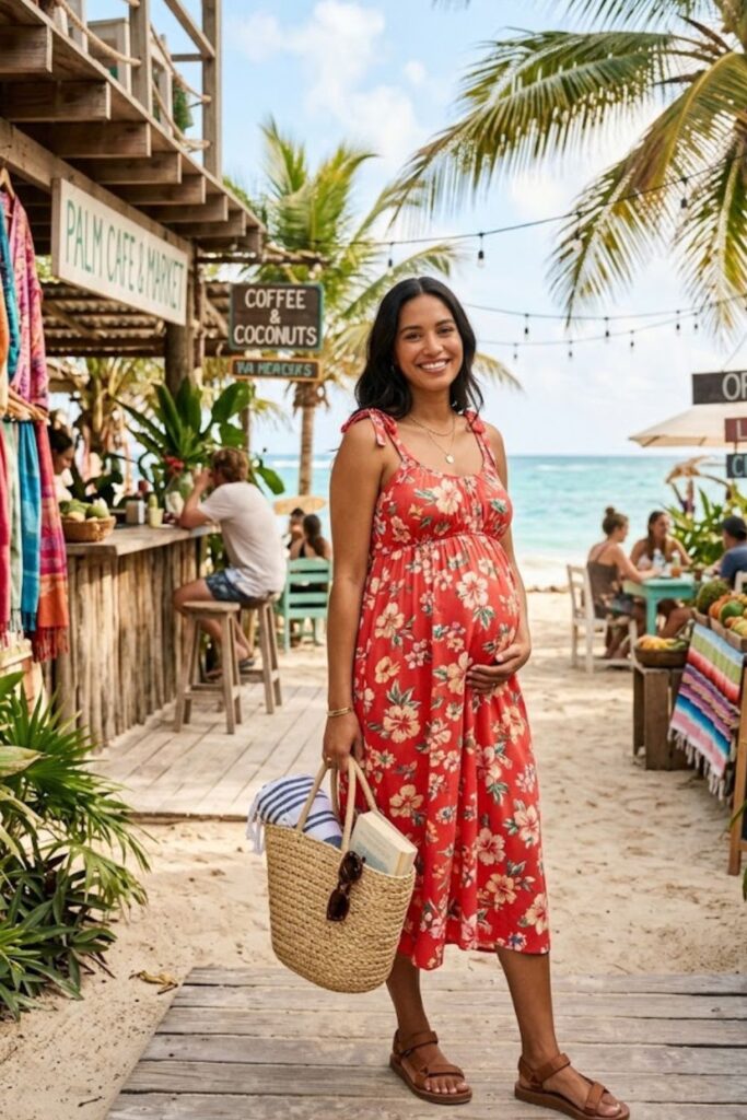 2. Sleeveless Maternity Sundress Outfit