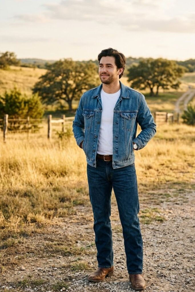 2. White T-Shirt With Denim Jacket and Boots