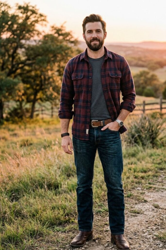 3. Flannel Shirt With Dark Jeans