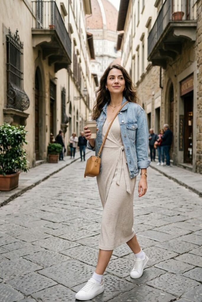 3. Midi Dress with Sneakers
