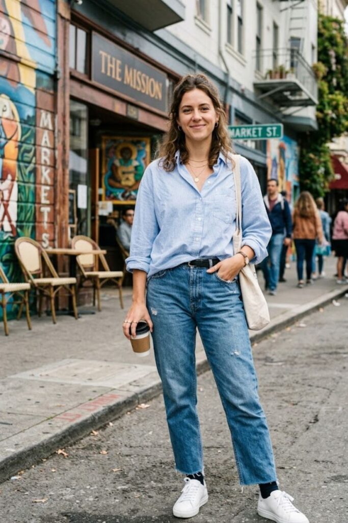 3. Oversized Shirt With Relaxed Denim