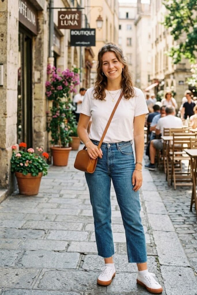 3. T-Shirt With Cropped Jeans