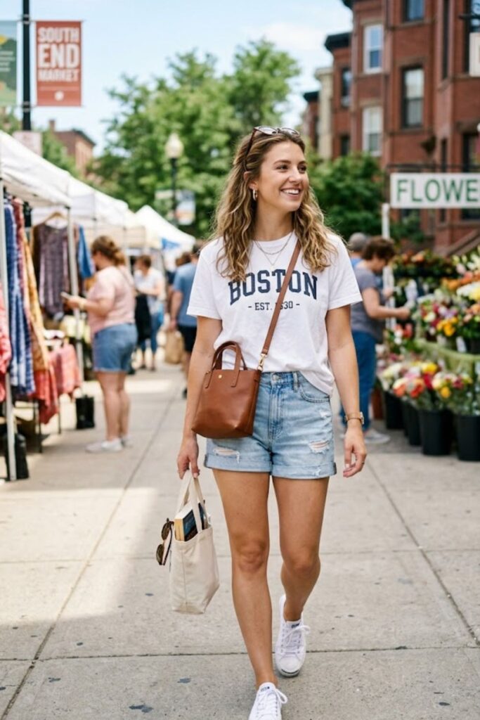 3. T-Shirt With Denim Shorts