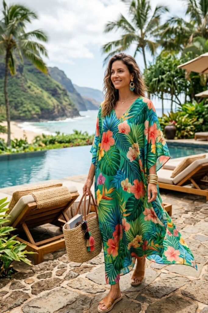 3. Tropical Print Kaftan