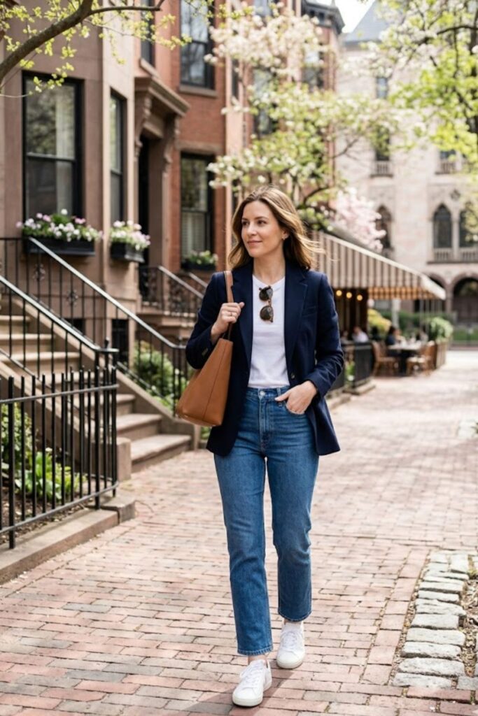 4. Blazer With T-Shirt and Jeans