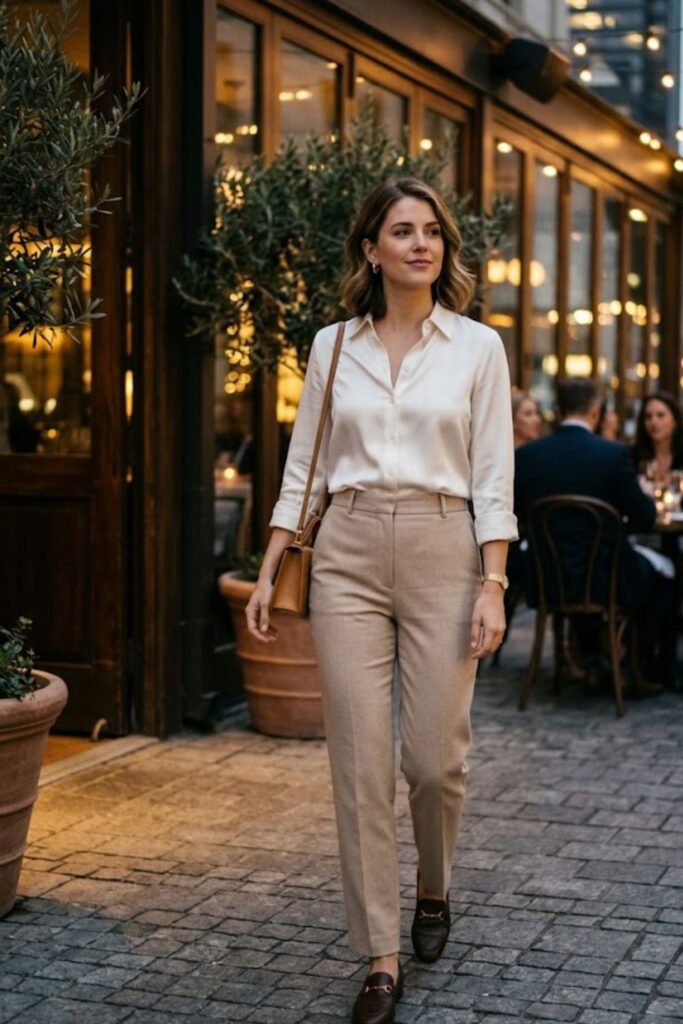 4. Button-Down Shirt With Tailored Trousers
