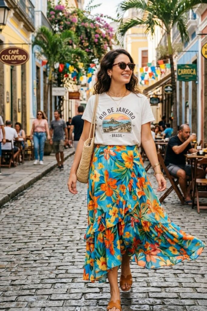 4. Graphic Tee With Maxi Skirt