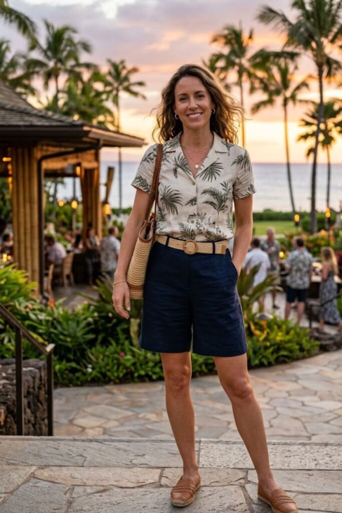 4. Hawaiian Shirt with Tailored Shorts