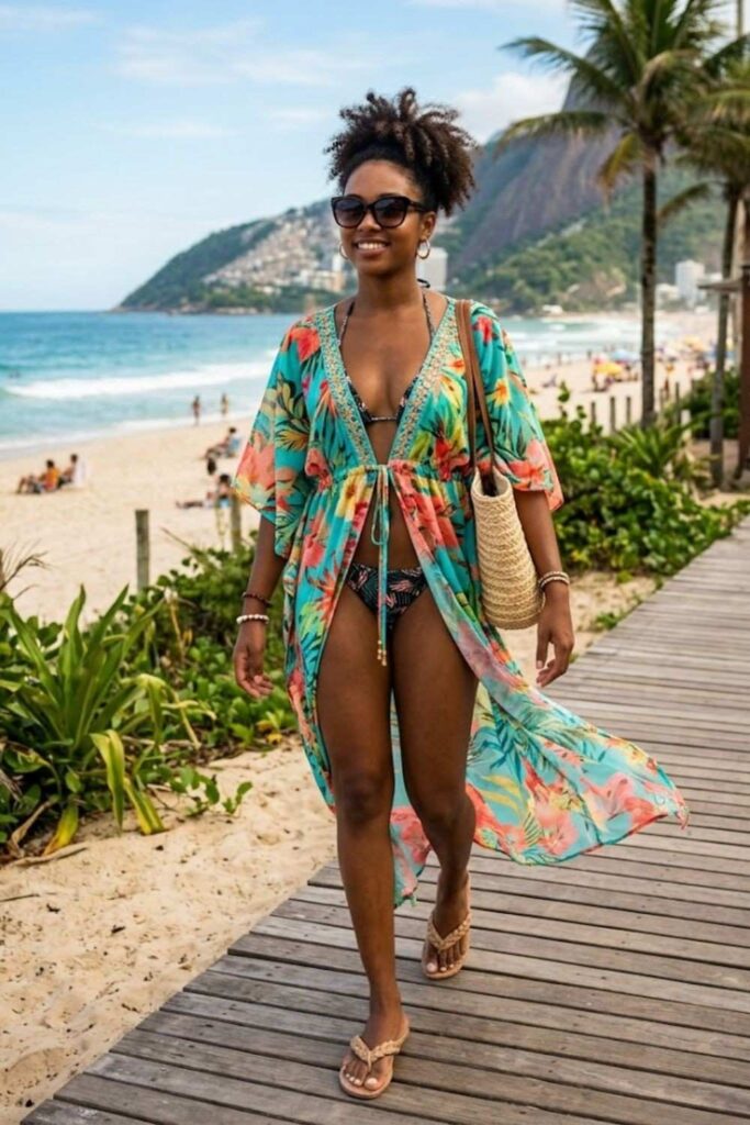4. Kaftan Over Swimwear
